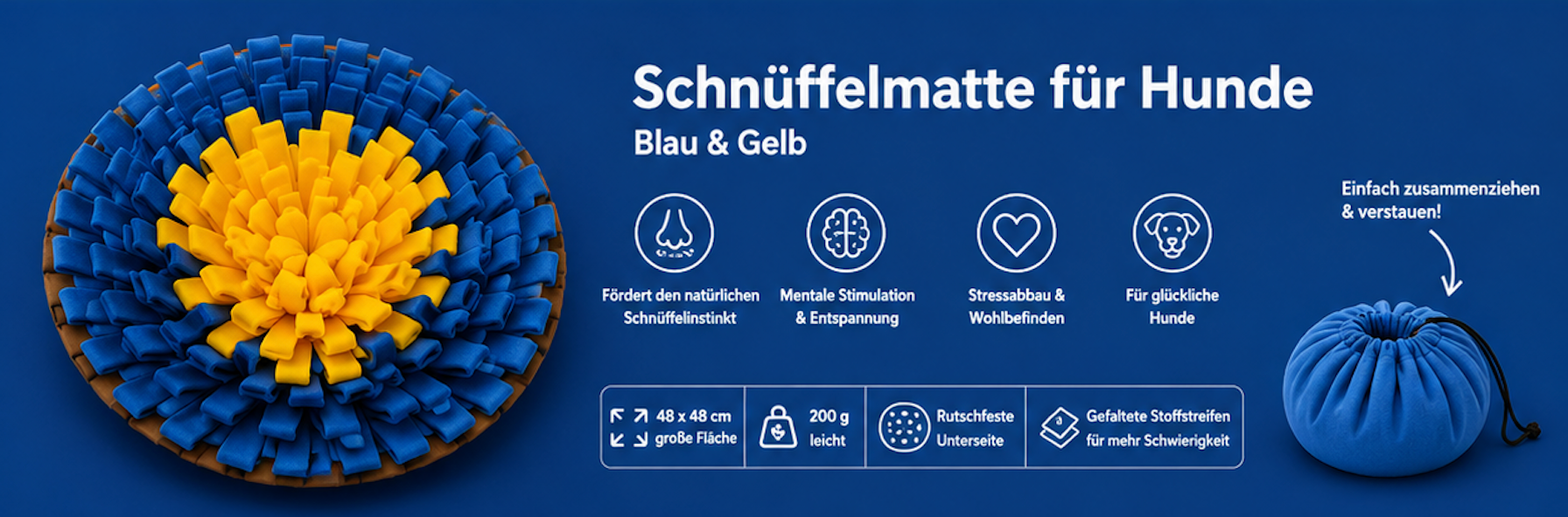 Schnüffelmatte für Hunde – Intelligenzspielzeug &amp; Nasentraining in einem
